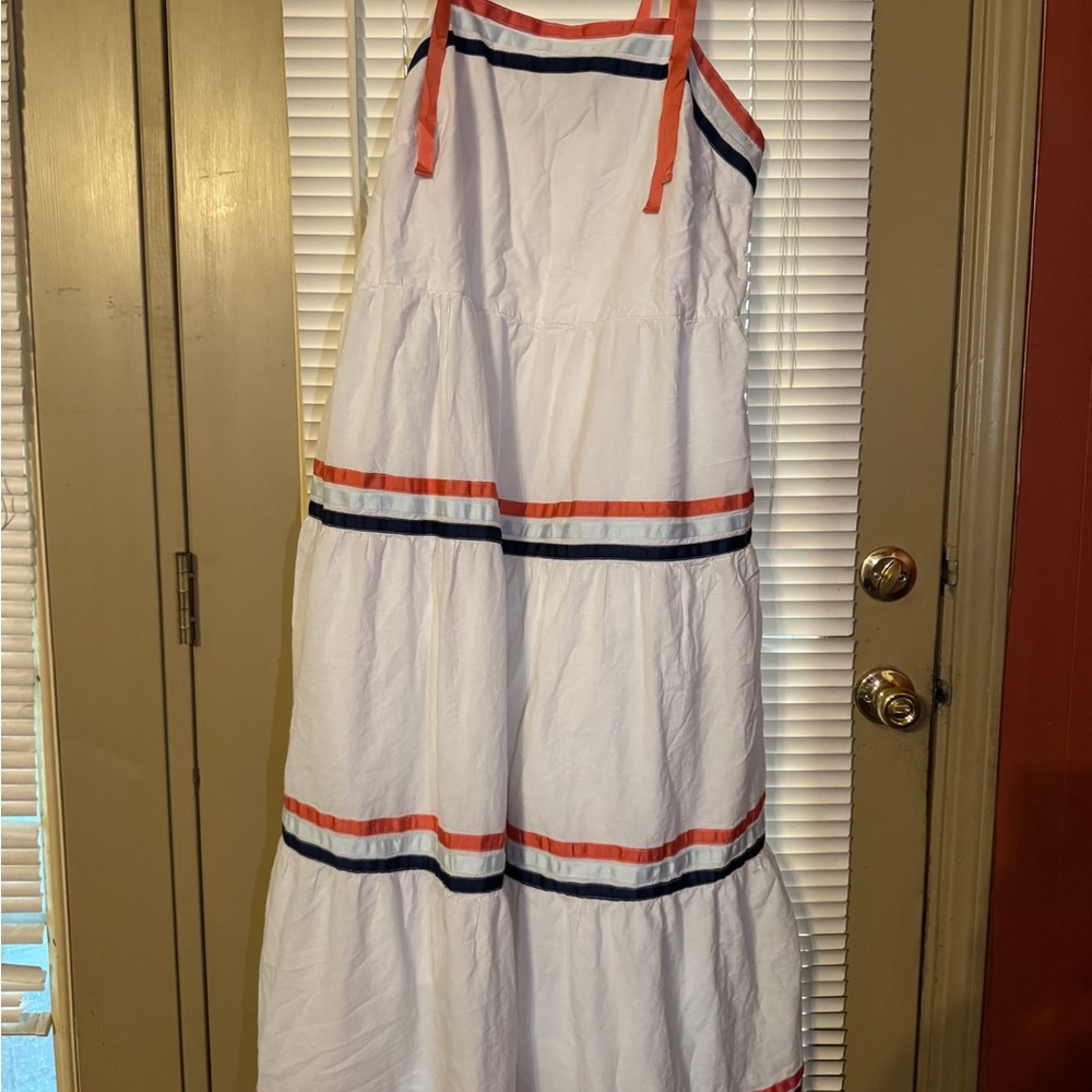 White and Orange Striped women  Dress